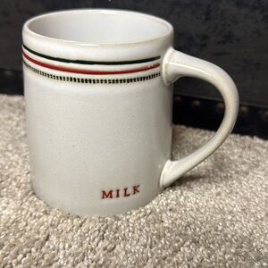 Hearth and hand, coffee, mug, MILK with stripes Christmas